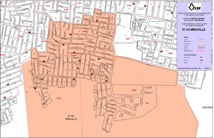 Mapa de la Colonia Miravalle